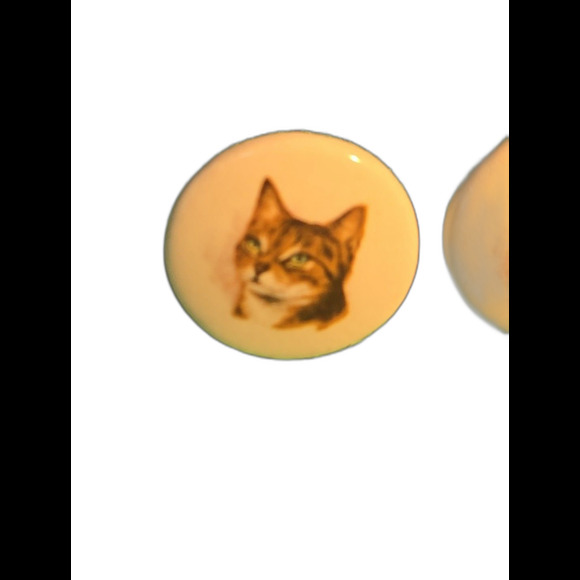 Earrings By The Button Connection Resin Cat Face Earrings - Picture 2 of 6